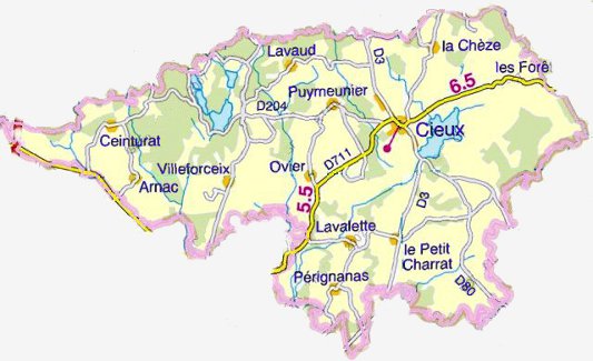 Limites de la commune de Cieux